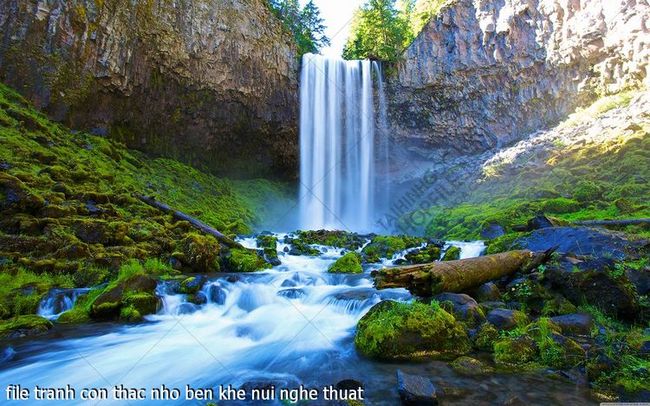 file tranh con thac nho ben khe nui nghe thuat